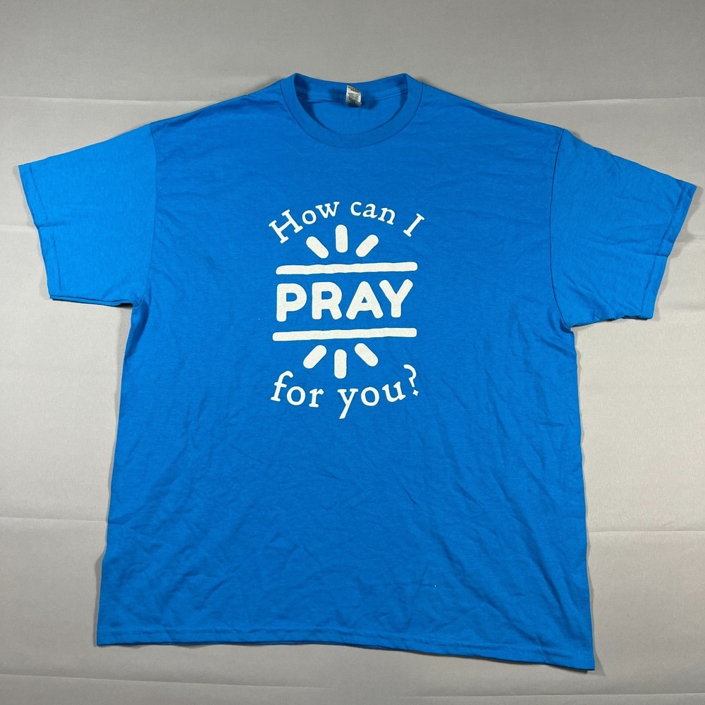 Gildan T Shirt Womens XL Blue Cotton How Can I Pray For You Graphic Dryblend